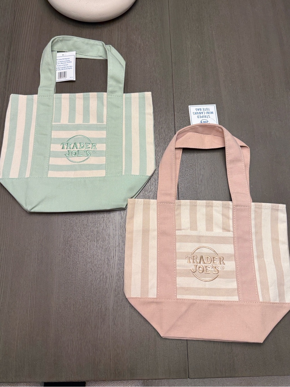 Trader Joe's VIRAL Mini Tote Bag - tan & Mint